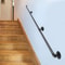 Pipe Stair Handrail, Industrial Carbon Steel Staircase Handrail with Wall Mount Support, 440LBS Load Capacity for Indoor