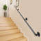 Industrial Staircase Handrail, Heavy-Duty Carbon Steel Pipe Handrail with Round Corners & Wall Mount Brackets