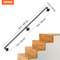 Industrial Pipe Stair Handrail, Carbon Steel Wall Mount Handrail for Indoor Outdoor Stairs, 440LBS Support, Round Corner