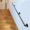 Industrial Pipe Stair Handrail, Load Carbon Steel Staircase Handrail with Wall Mount Support, Round Corner Railing
