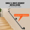 Industrial Staircase Handrail, Carbon Steel Pipe Handrail with Wall Mount Brackets, 440LBS Capacity, Indoor Outdoor
