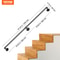Industrial Staircase Handrail, Carbon Steel Pipe Handrail with Wall Mount Brackets, 440LBS Capacity, Indoor Outdoor