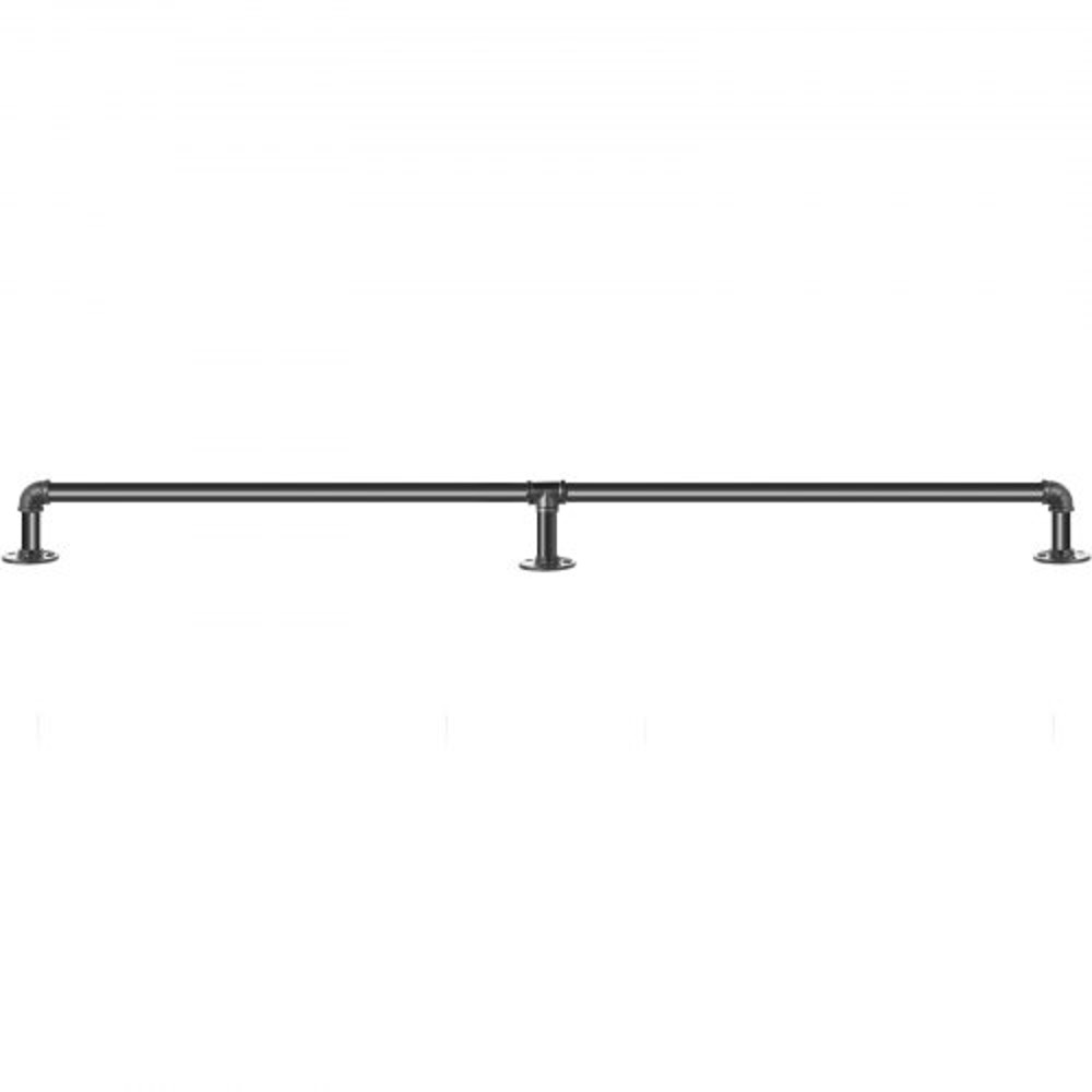 Industrial Staircase Handrail, Carbon Steel Pipe Handrail with Wall Mount Brackets, 440LBS Capacity, Indoor Outdoor