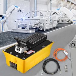 0.6 gal reservoir foot operated air/hydraulic pump with hose & spray gun, 10,000 psi for heavy machinery, auto repair