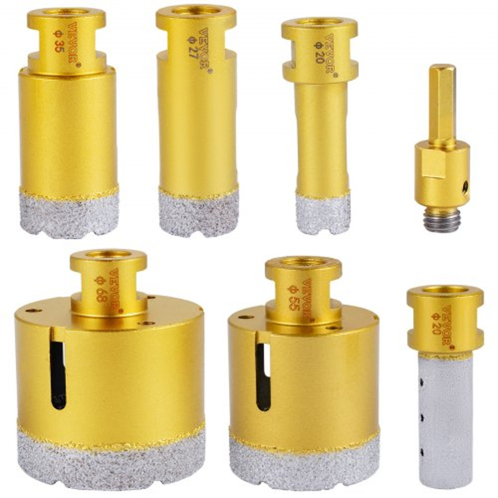 7PCS Diamond Hole Saw Kit 2027355568mm Vacuum Brazed Drill Bits For Tile Ceramic Porcelain 10