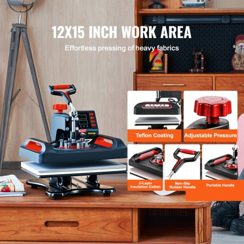 Digital DualTube Heat Press Machine 15x12 11in1 Swing Away Sublimation Machine For TShirts Hats Mug 5