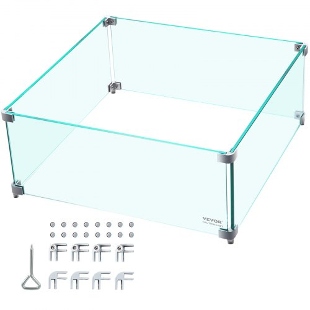 03 Thick Fire Table Glass Flame Guard Clear Tempered Wind Guard With Steady Feet For Propane Gas F 1