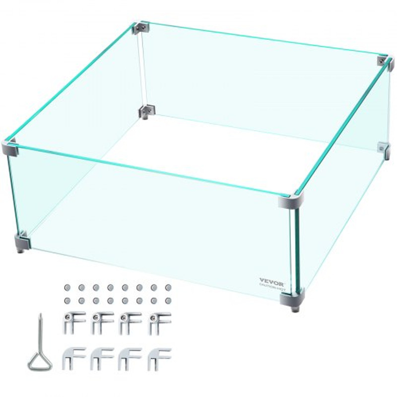03 Thick Fire Table Glass Flame Guard Clear Tempered Wind Guard With Steady Feet For Propane Gas F 1