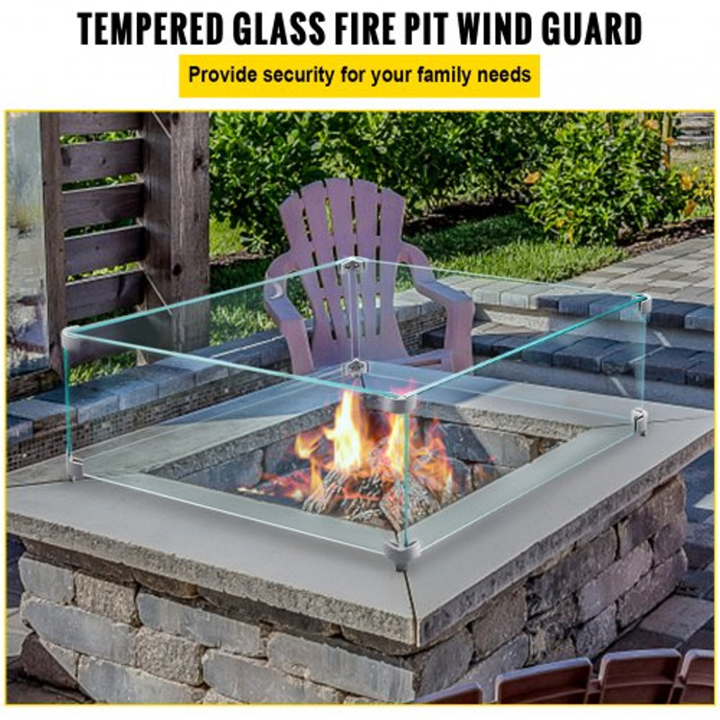 03 Thick Fire Table Glass Flame Guard Clear Tempered Wind Guard With Steady Feet For Propane Gas F 2