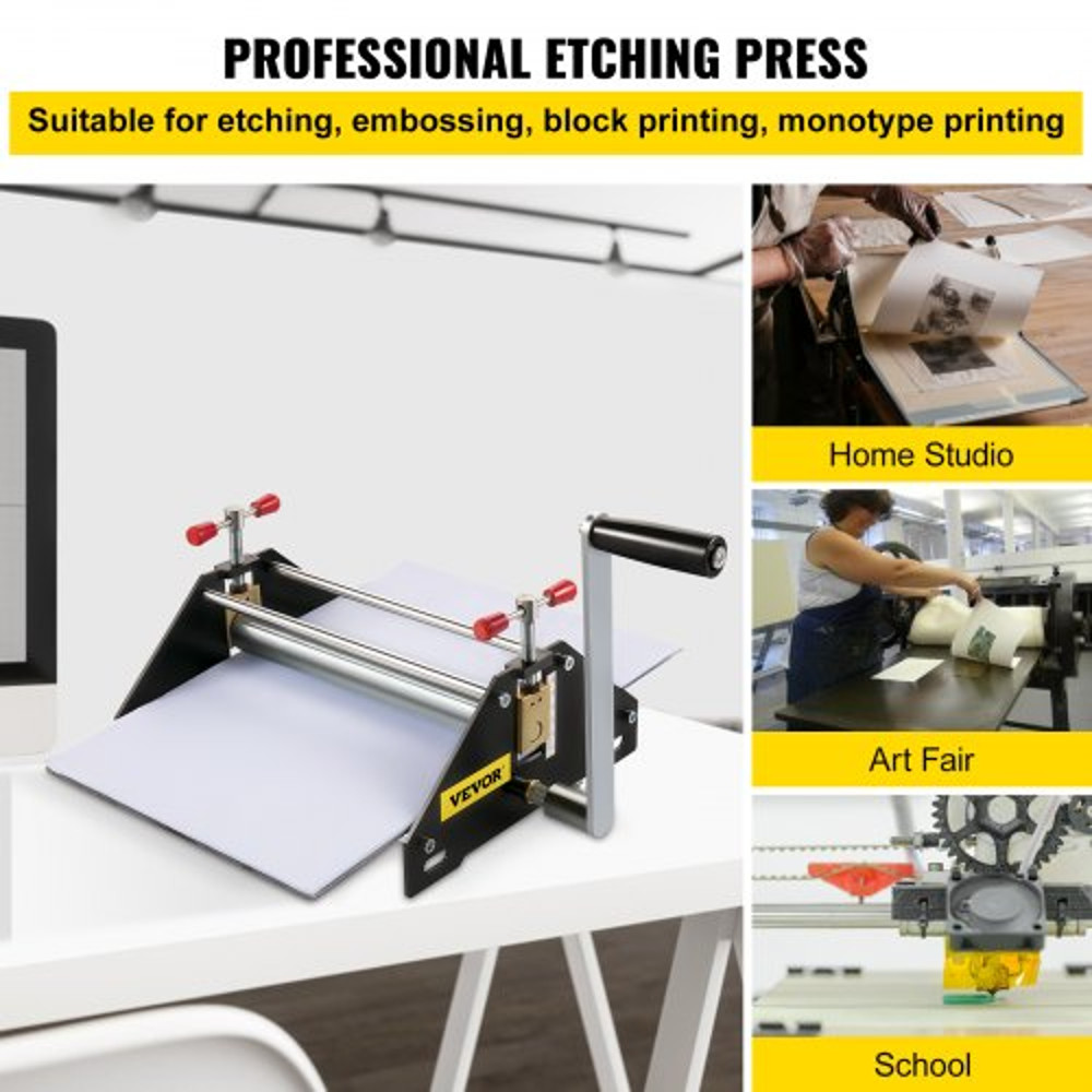 Professional Printmaking Press, Basic Etching Press with All-Steel Construction for Etching, Monotype & Lithography