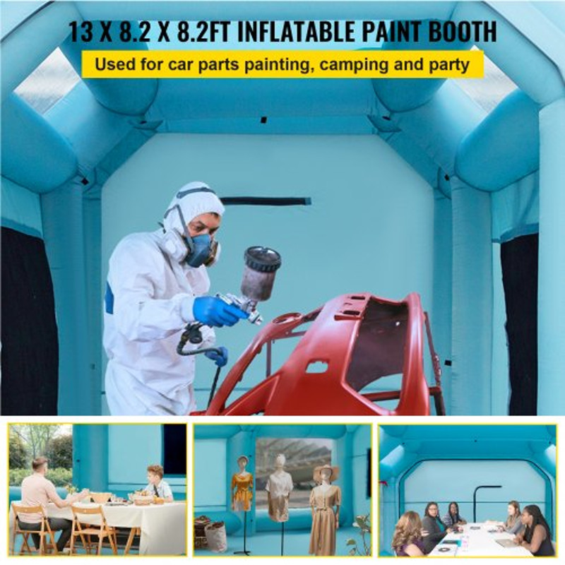 Portable Inflatable Paint Booth, Upgraded Car Spray Tent w/ Air Filter System & Blowers, Auto Paint Workstation for Cars