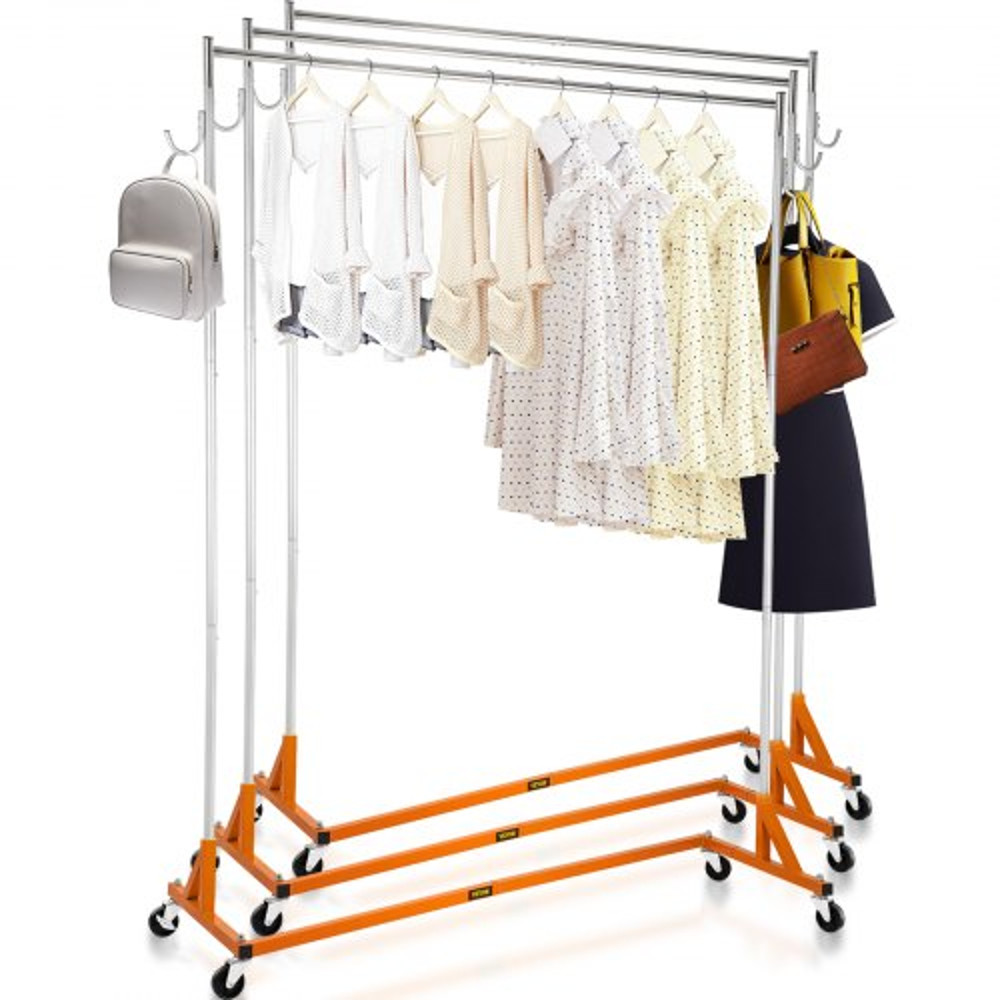 Sturdy Steel ZBase Clothing Rack Mobile Garment Display With Swivel Wheels 65 Wide Rail For Retail 1