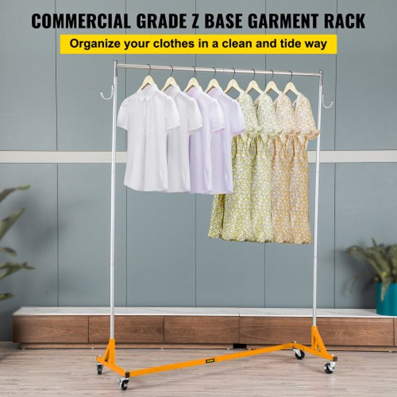 Sturdy Steel ZBase Clothing Rack Mobile Garment Display With Swivel Wheels 65 Wide Rail For Retail 2