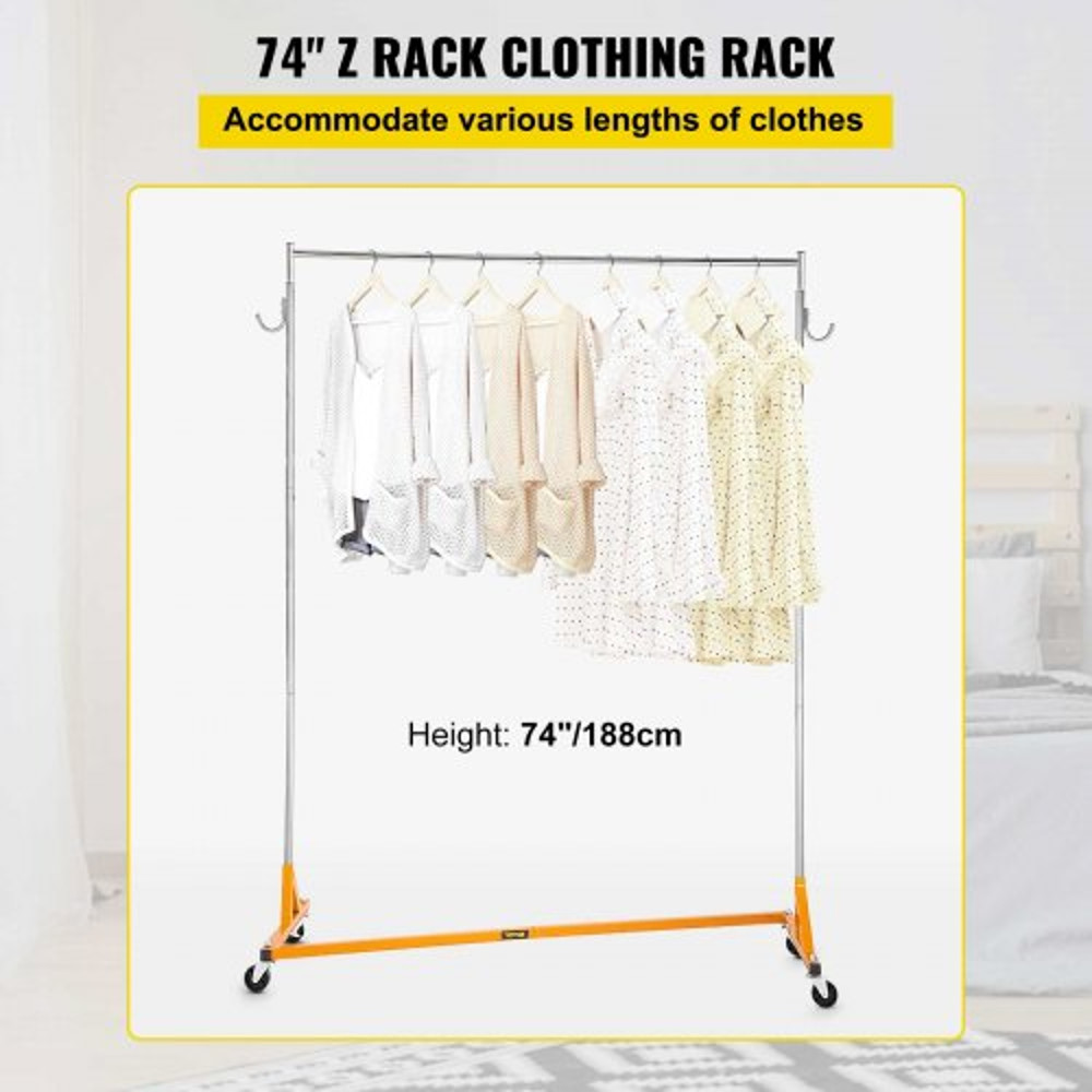 Sturdy Steel ZBase Clothing Rack Mobile Garment Display With Swivel Wheels 65 Wide Rail For Retail 4