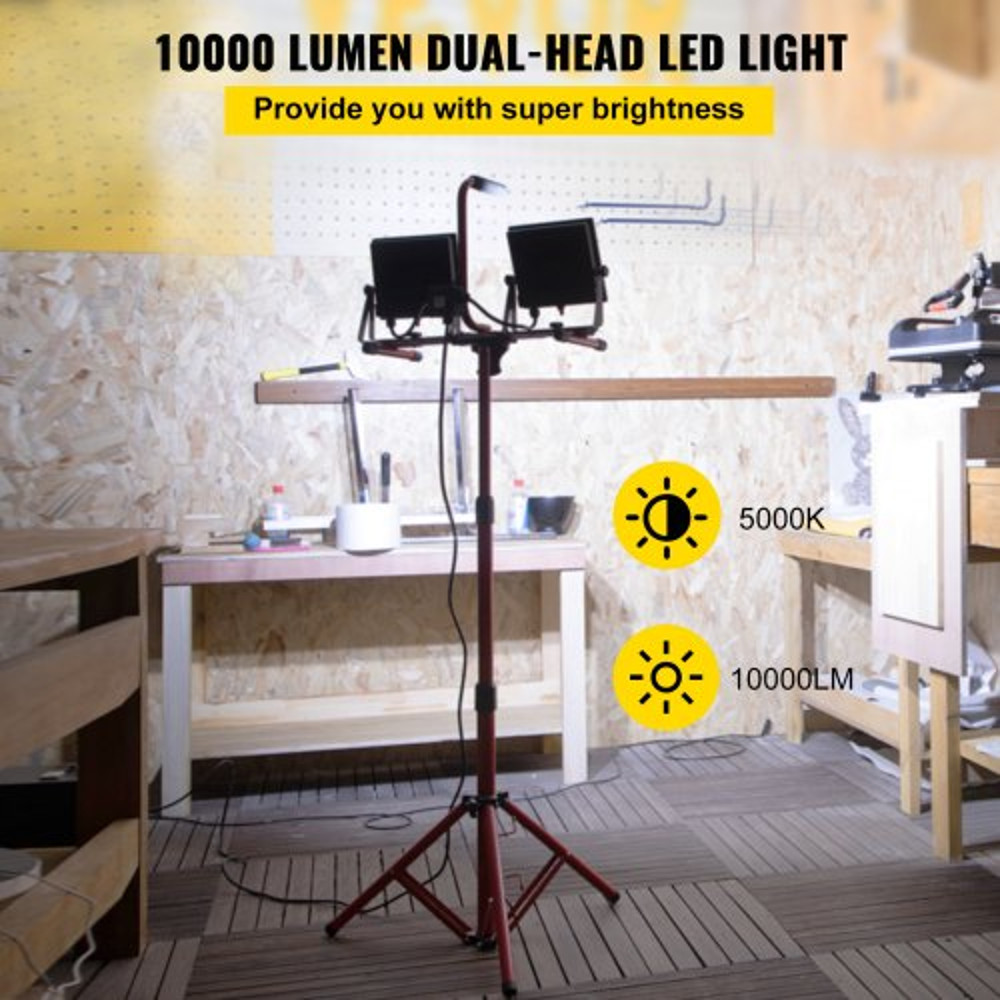 10000 Lumen LED Work Light With Adjustable Tripod Stand IP65 Waterproofed 5000 Kelvin Color Tempera 2
