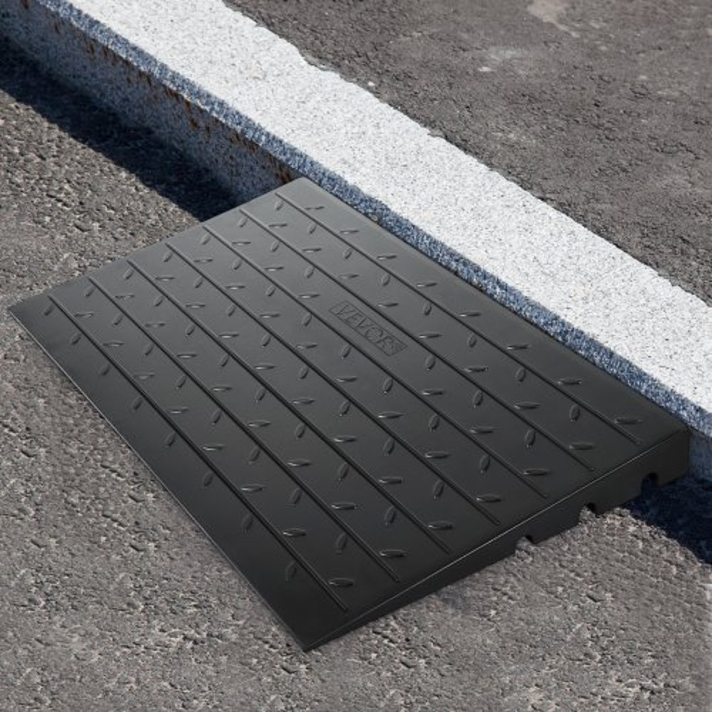 3 Channels Cord Cover Rubber Solid Threshold Ramp Rubber Angled Entry Ramp Rated 2200 Lbs Load Capa 0