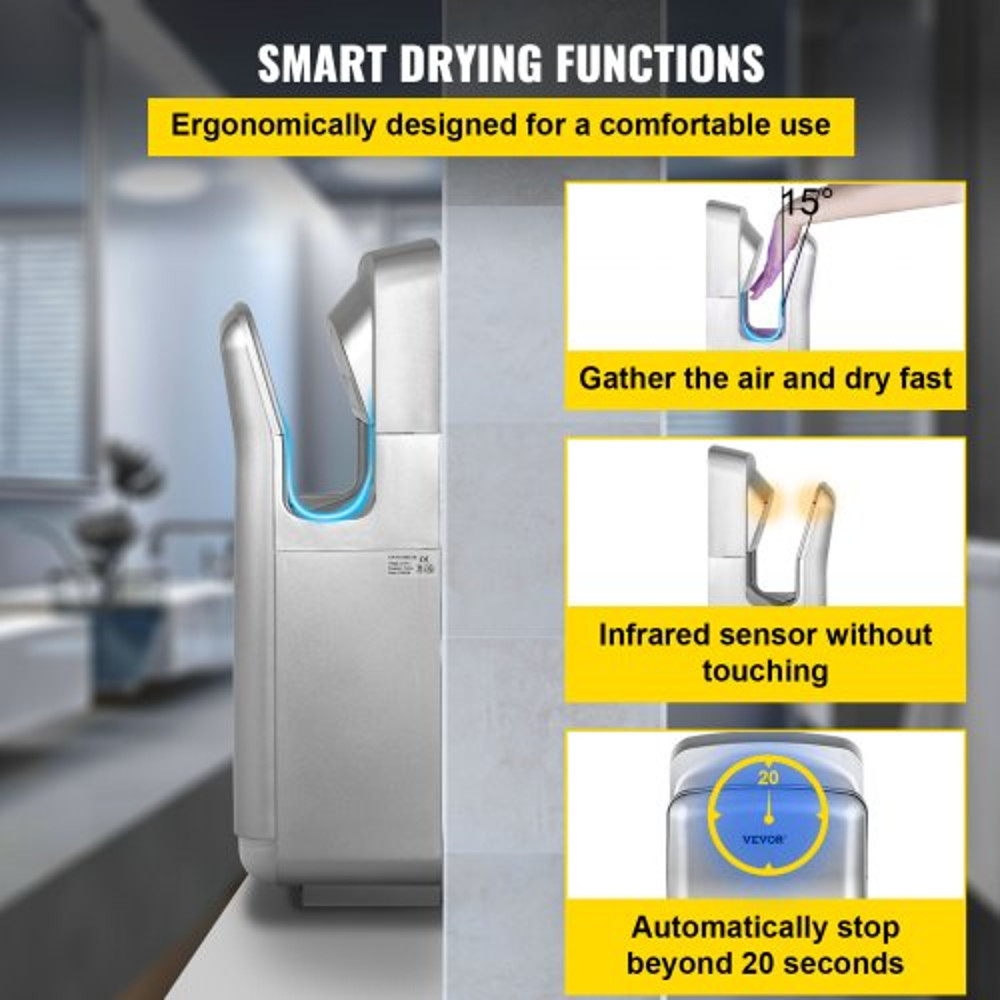 ABS Air Dryer Hand With HEPA Filtration 1600W 110V Vertical Hand Dryer HighSpeed Automatic Infrare 5