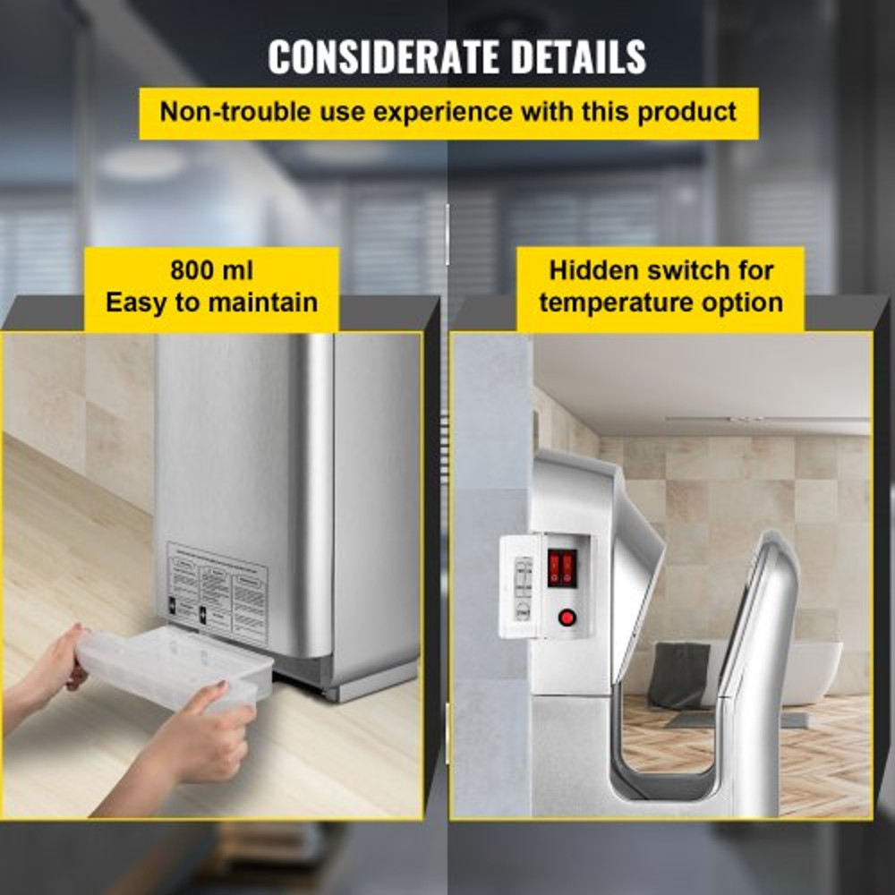 ABS Air Dryer Hand With HEPA Filtration 1600W 110V Vertical Hand Dryer HighSpeed Automatic Infrare 6