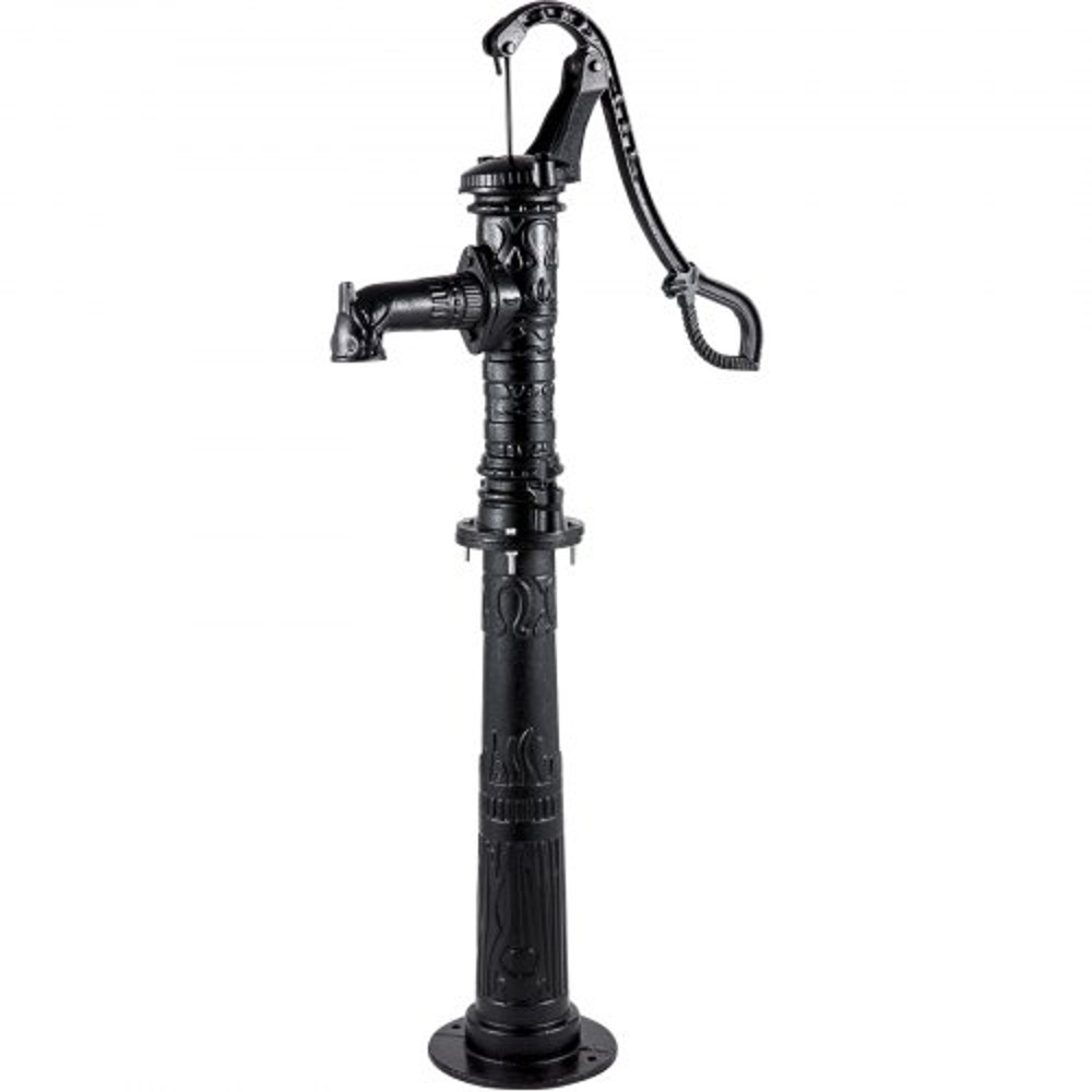 Rustic Cast Iron Hand Water Pump w/ Stand, Tall Pitcher Pump & Base for Garden, Yard, Farm, Easy Install with Holes