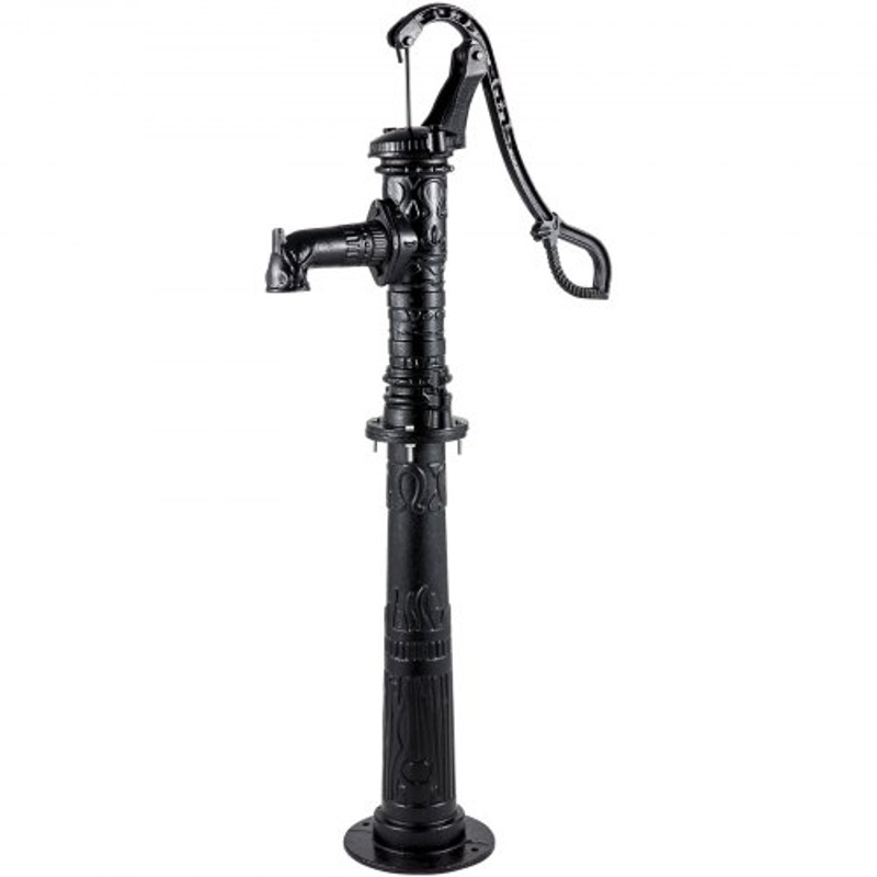 Rustic Cast Iron Hand Water Pump w/ Stand, Tall Pitcher Pump & Base for Garden, Yard, Farm, Easy Install with Holes