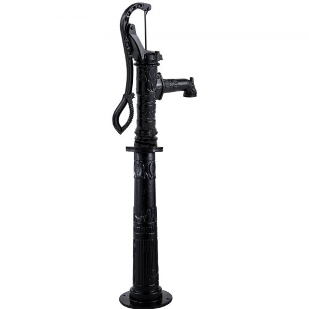 Rustic Cast Iron Hand Water Pump w/ Stand, Tall Pitcher Pump & Base for Garden, Yard, Farm, Easy Install with Holes