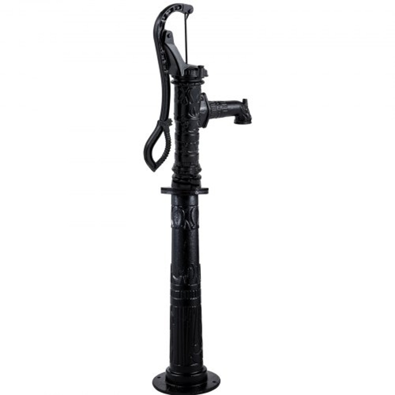 Rustic Cast Iron Hand Water Pump w/ Stand, Tall Pitcher Pump & Base for Garden, Yard, Farm, Easy Install with Holes