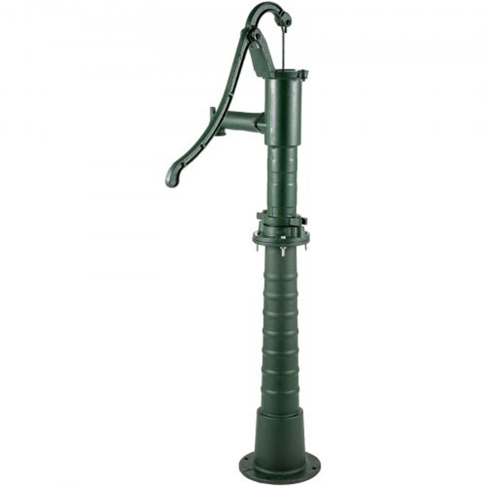 Rustic Cast Iron Hand Water Pump w/ Stand, Green Pitcher Pump for Garden, Yard, Farm Use, Pre-Set Holes for Fast Install