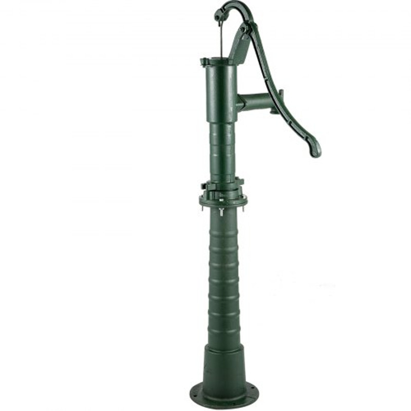 Rustic Cast Iron Hand Water Pump w/ Stand, Green Pitcher Pump for Garden, Yard, Farm Use, Pre-Set Holes for Fast Install