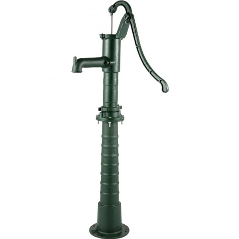 Rustic Cast Iron Hand Water Pump w/ Stand, Green Pitcher Pump for Garden, Yard, Farm Use, Pre-Set Holes for Fast Install