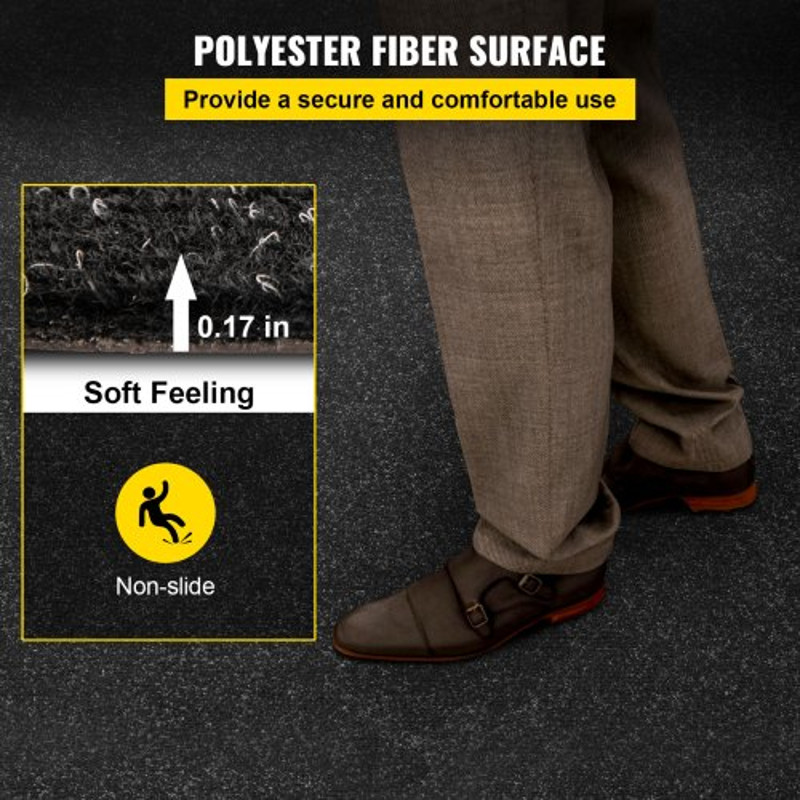 Charcoal Black Marine Grade Boat Carpet, Heavy-Duty Indoor/Outdoor Marine Carpet with Non-Slip Surface & Waterproof TPR