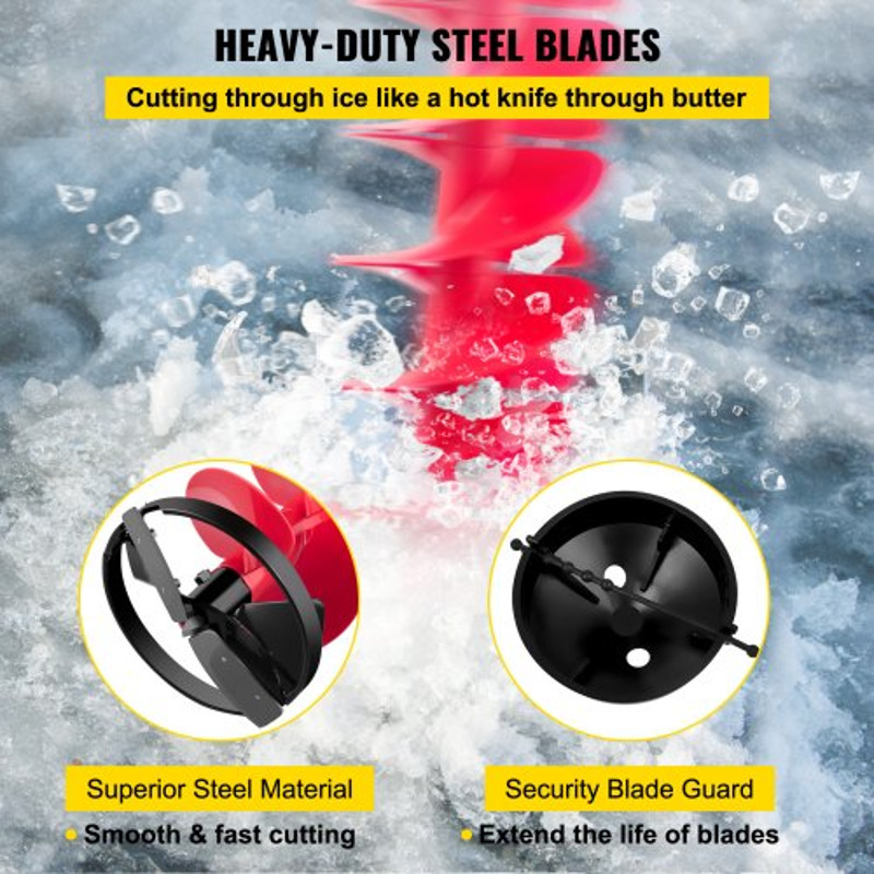 Nylon Ice Drill Auger Bit, Length Ice Auger with Drill Adapter, Extension Rod & Blade Guard, Lightweight Ice Burrowing