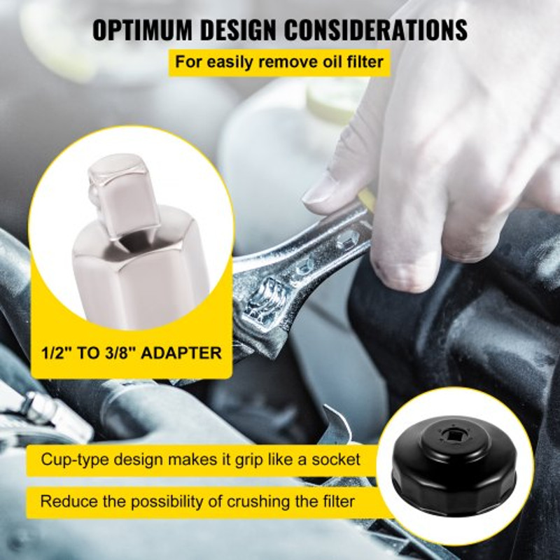 14Piece Oil Filter Socket Set Professional LowProfile Steel Wrench Kit With 38 Adapter For Easy Car 5