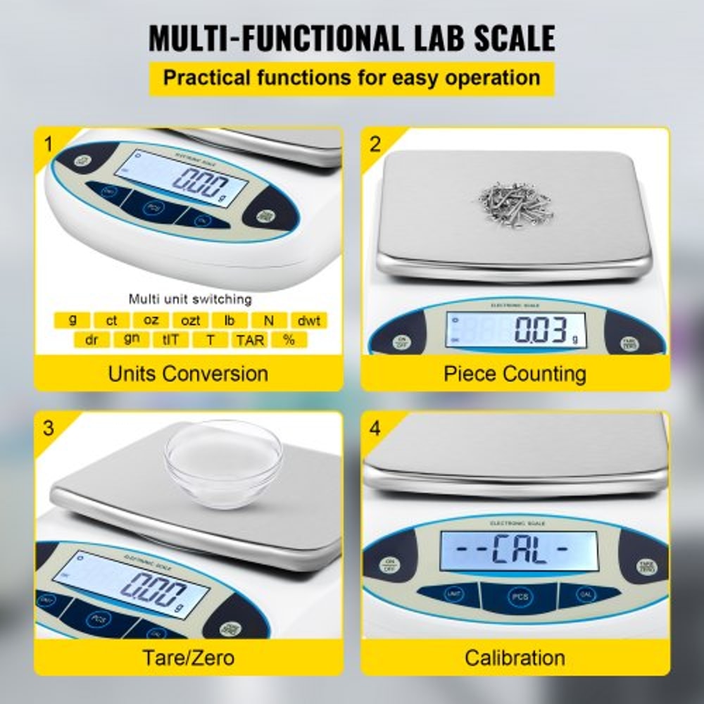 5000g X 001g Analytical Balance High Precision Digital Lab Scale With 13 Units Conversion LCD Disp 4