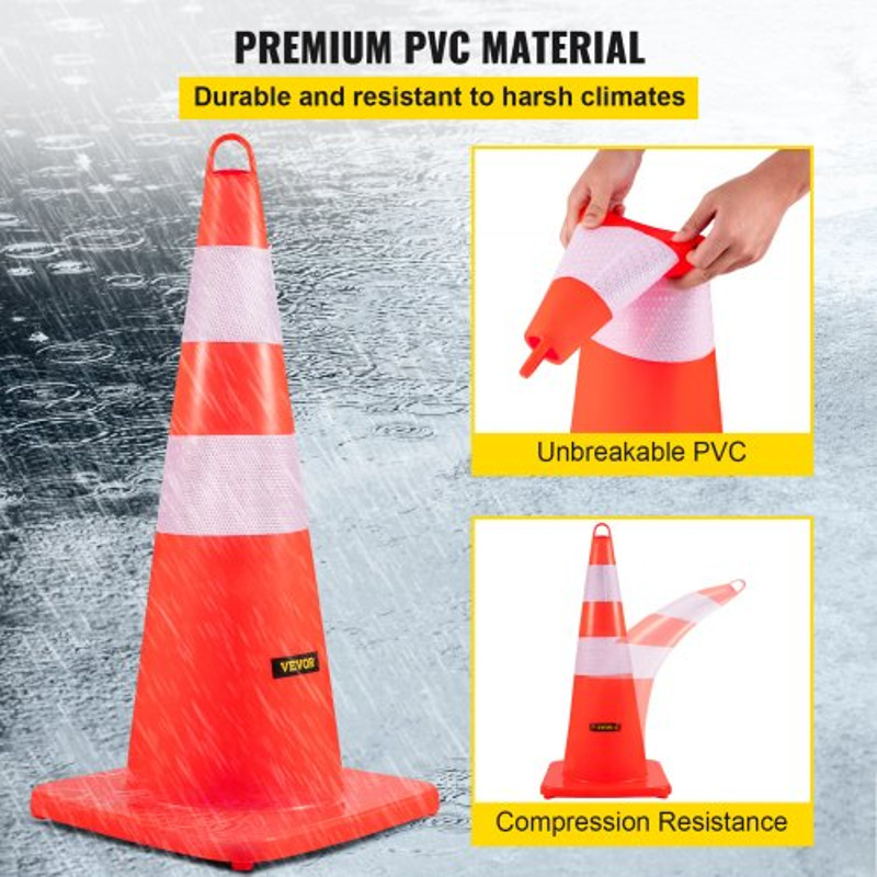 10Pack 28 HighVisibility Traffic Cones With Reflective Collars HandHeld Ring Durable Road Safety C 3