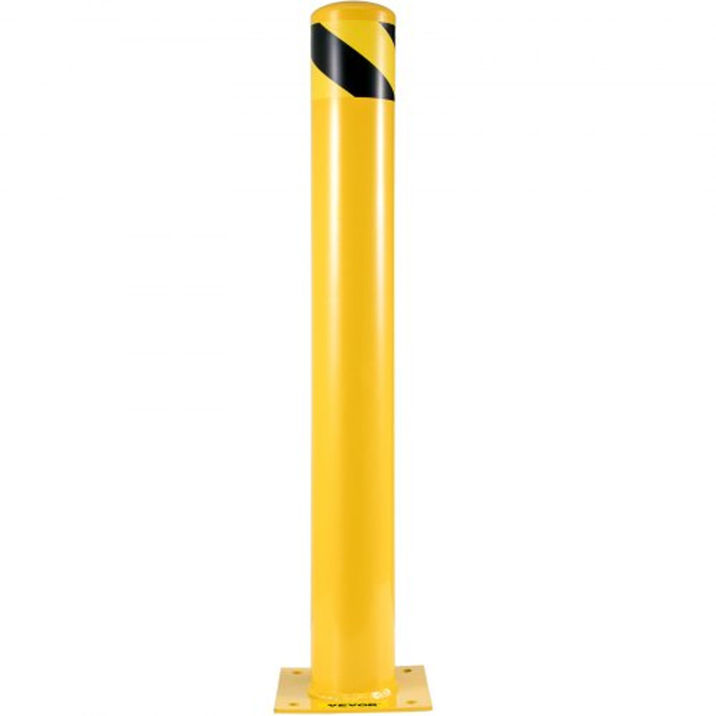 IndustrialGrade Yellow Steel Safety Bollard 55 Inch Diameter Pipe Bollard Post With 8 Anchor Bolts 8