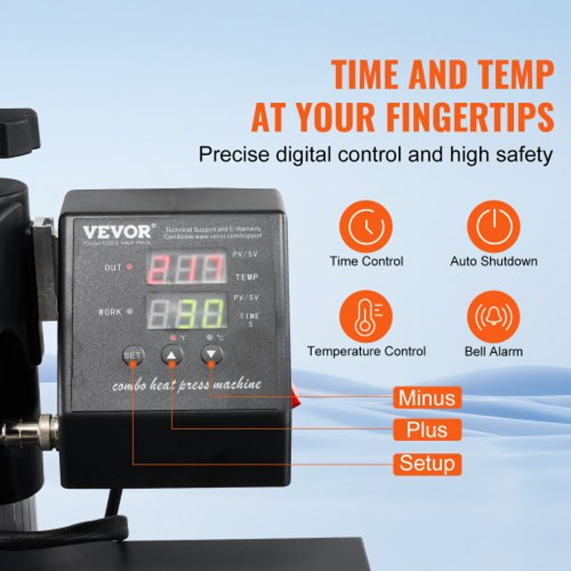 Multifunctional Heat Press Machine 15x15 8pc Combo Kit WDual LED Display Professional TShirt Mug 3