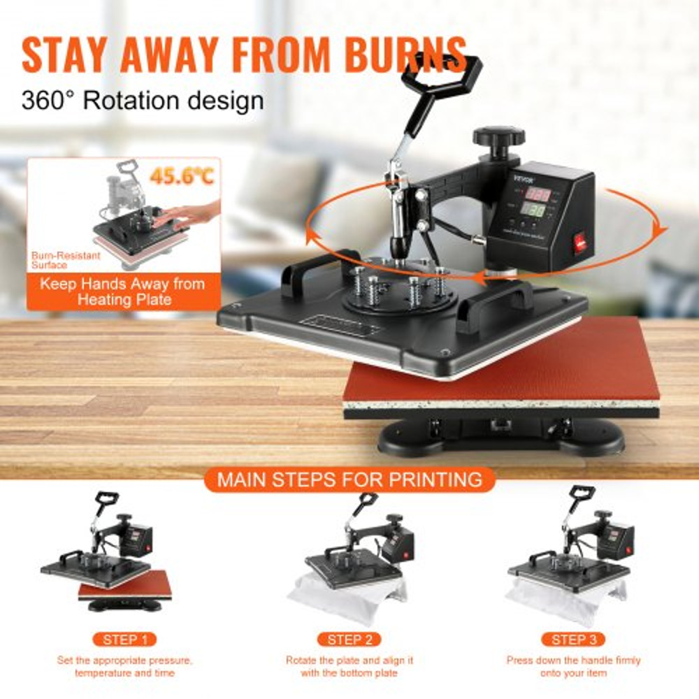 8in1 Heat Press Machine 12x15 Digital Transfer Press For TShirts Mugs Hats Plates Caps Profession 6