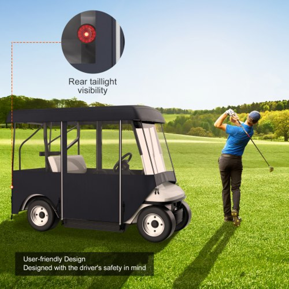 300D Waterproof Golf Cart Cover For 4Person 4Sided Fairway Deluxe Driving Enclosure With Clear PVC 4