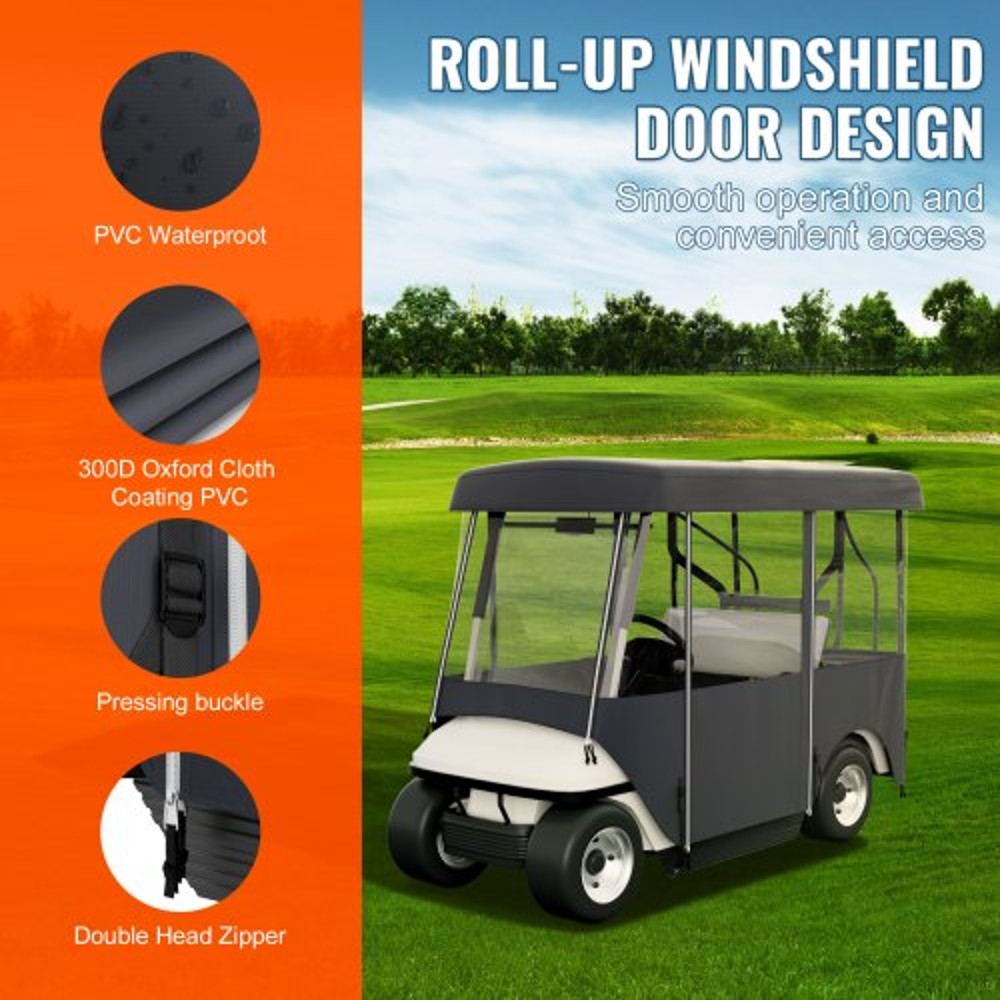 300D Waterproof Golf Cart Cover For 4Person 4Sided Fairway Deluxe Driving Enclosure With Clear PVC 5