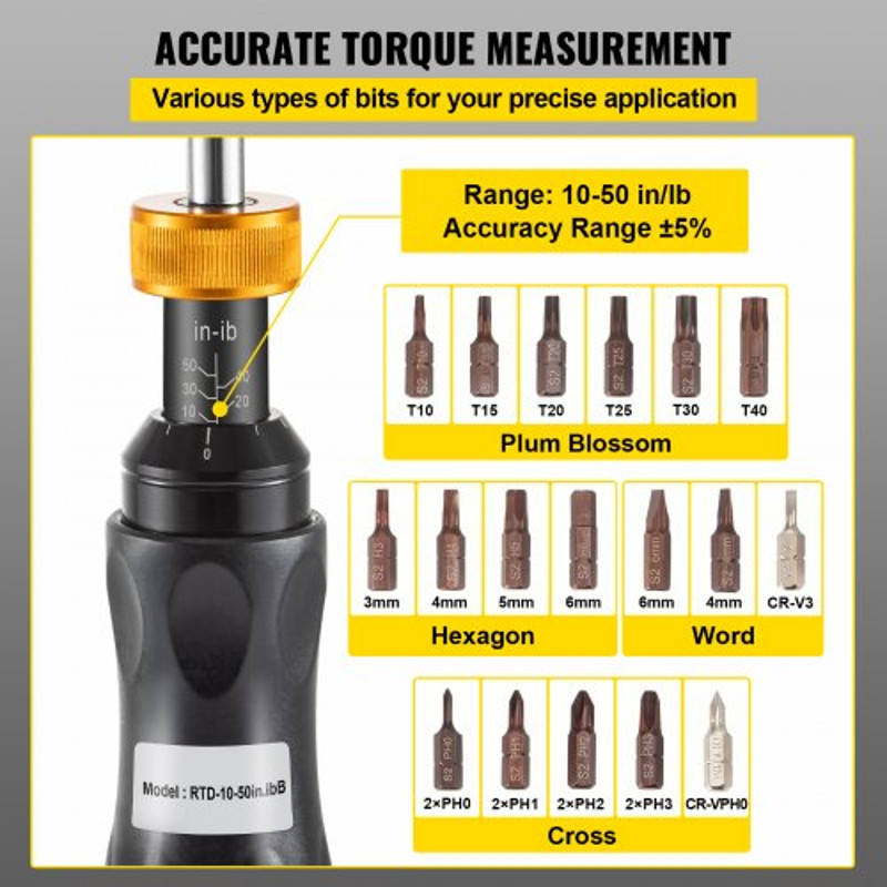 Adjustable Torque Screwdriver Electrician 1050 Inlbs 5 Accuracy 5 Inlb Increment With Bits Case 3