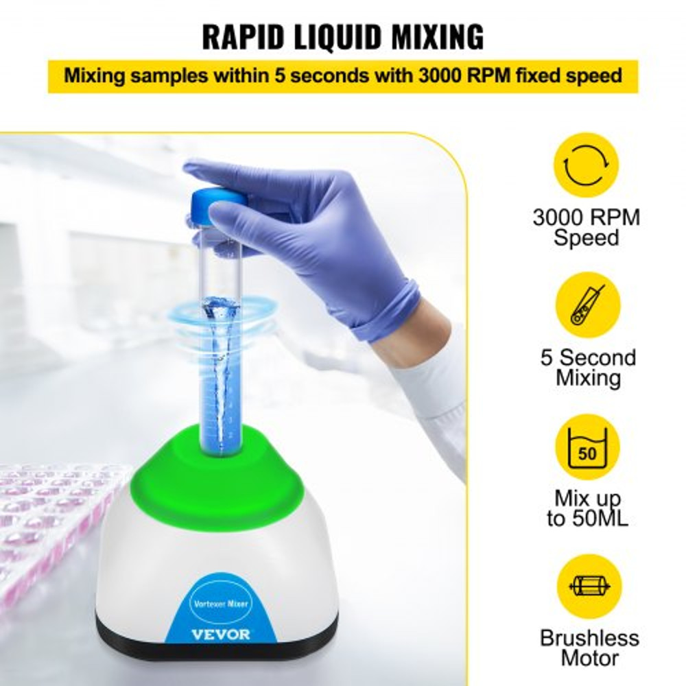 Lab-Grade Vortex Mixer Mini Shaker, Touch-Activated Mixing Orbital for Test Tubes, Tattoo Ink, Nail Polish, Paint