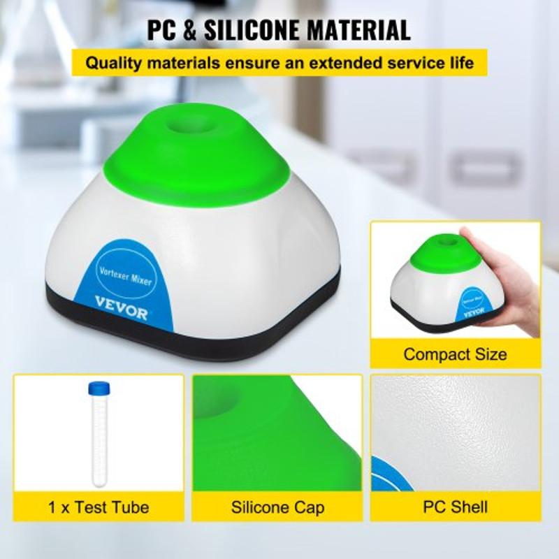 Lab-Grade Vortex Mixer Mini Shaker, Touch-Activated Mixing Orbital for Test Tubes, Tattoo Ink, Nail Polish, Paint