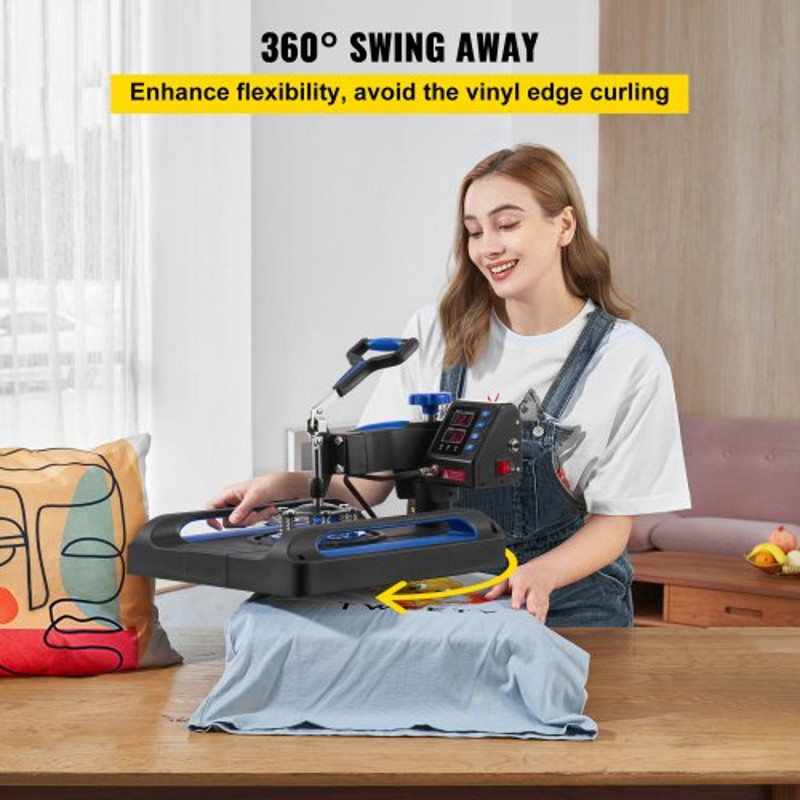Heat Press Machine, Digital Sublimation T-Shirt & Vinyl Transfer Printer with Swing Away Design, Fast Heating