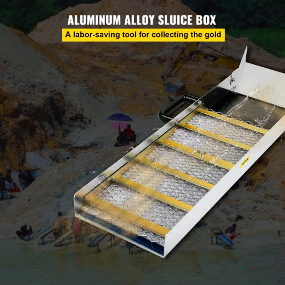 Lightweight Aluminum Alloy Sluice Box for Gold Prospecting, Compact Mini Sluice with Miners Moss for River, Creek
