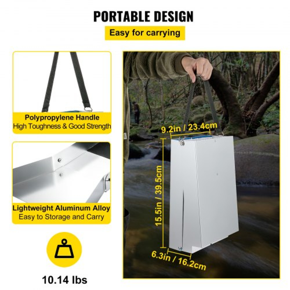 Folding Aluminum Alloy Sluice Box for Gold Panning, Lightweight Portable Sluice with Miners Moss