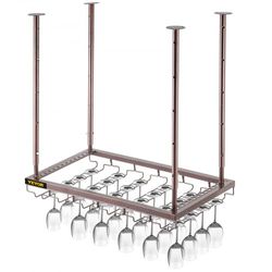 ceiling-mounted wine glass rack, adjustable hanging rack for bar, kitchen, cafe, coppery wall wine glass