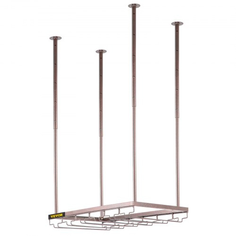 Ceiling-Mounted Wine Glass Rack, Adjustable Hanging Rack for Bar, Kitchen, Cafe, Coppery Wall Wine Glass