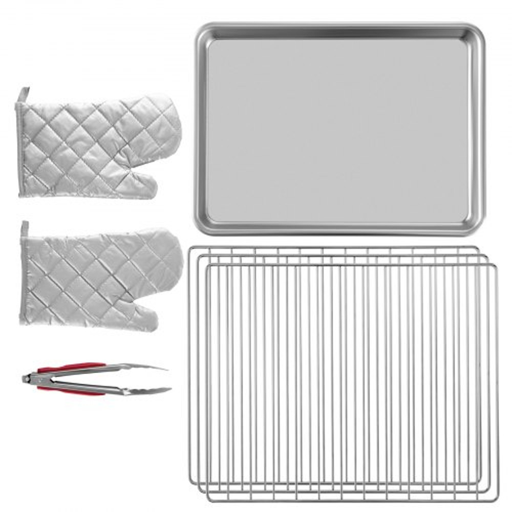 Commercial Convection Oven, Quarter-Size Electric Baking Oven Countertop Tier Toaster w/ Glass Door, Wire Racks, Clip