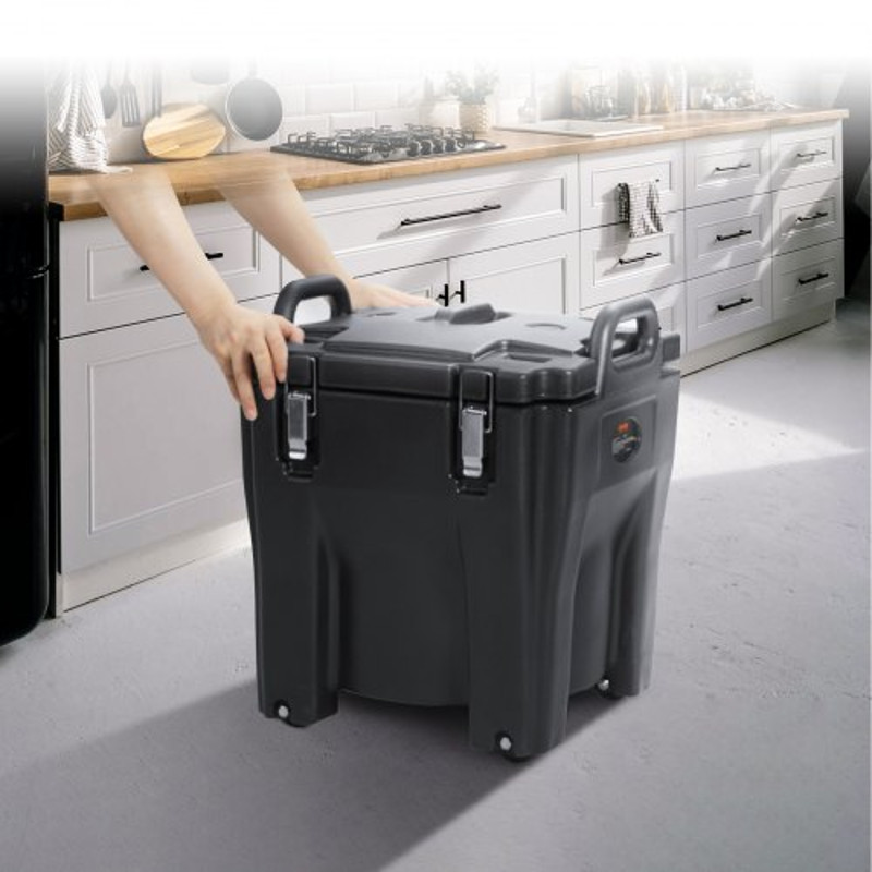 Insulated Food Carrier, Stackable Catering Hot Box w/ Stainless Steel Barrel, LLDPE Top Load Food Warmer for Restaurant