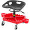 Rolling Garage Stool, Adjustable Shop Seat with 360-Degree Swivel Wheels, Tool Tray & Bottle Holders, Mechanic Stool